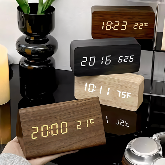 Contemporary Wood LED Clock Radio - Pexav