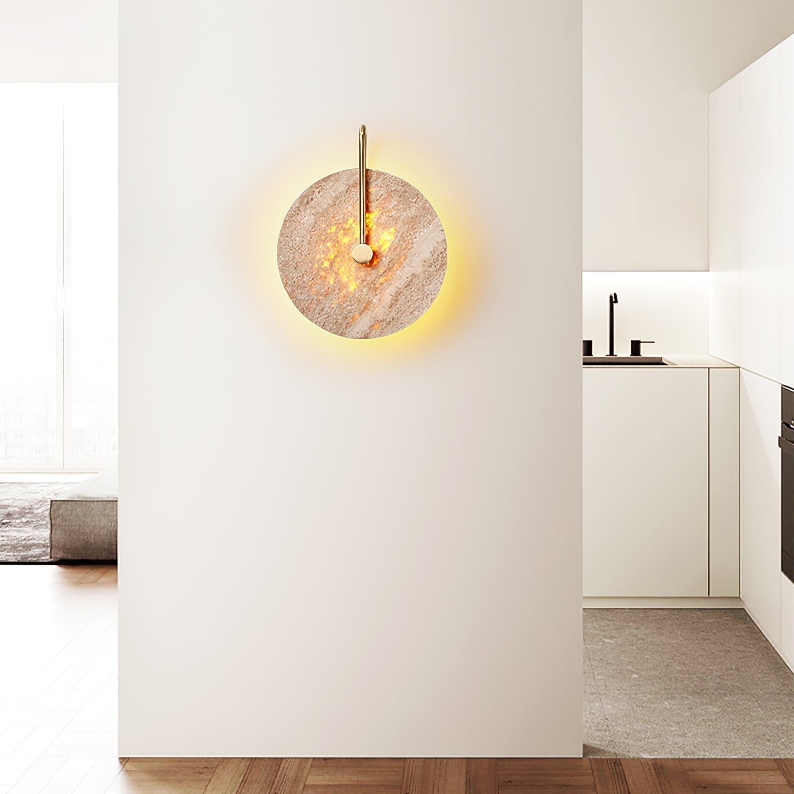Hook Wall Lamp with Yellow Travertine Shade – Elegant Indoor Wall Sconce Lighting Fixture 4