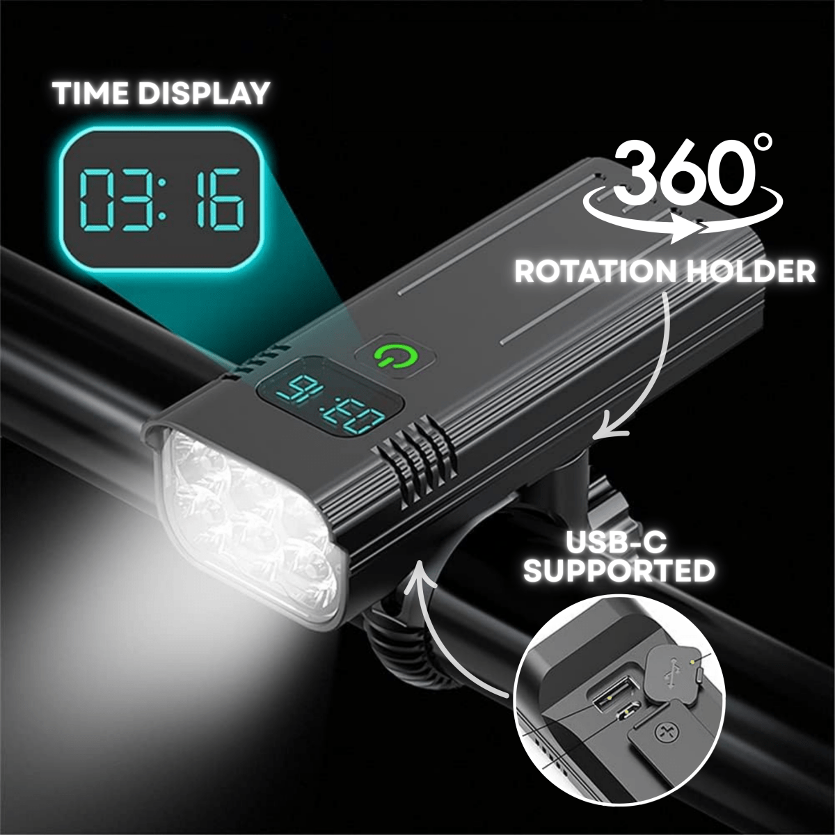 Bright 5000LM Bicycle Front Light with USB Recharge