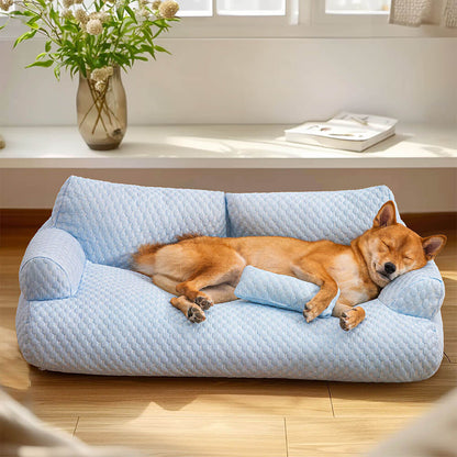 Cool Pet Bed with Breathable Gel Support & Plush Sofa Comfort