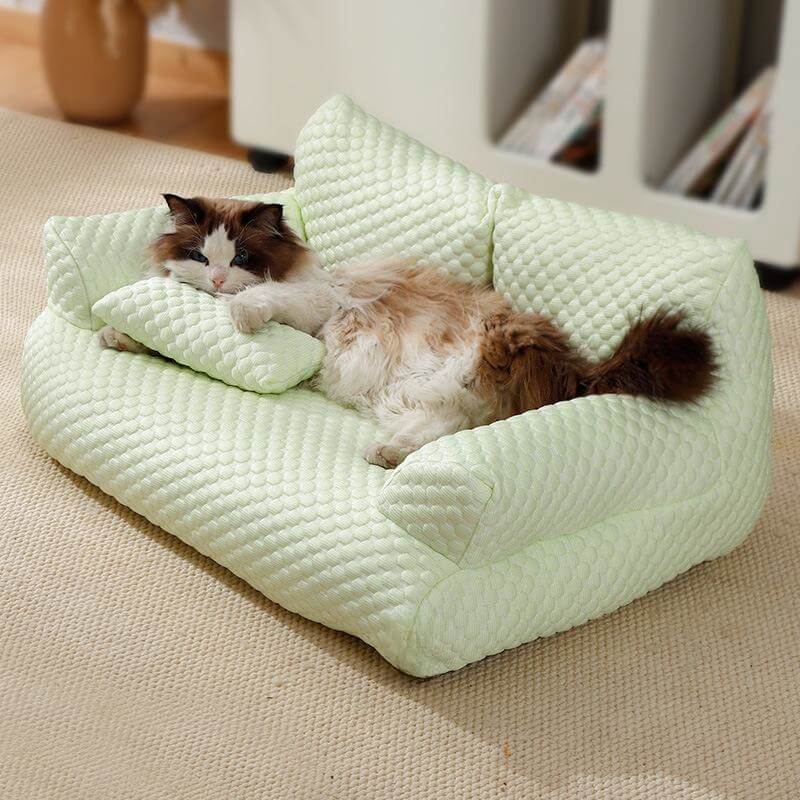 Cool Pet Bed with Breathable Gel Support & Plush Sofa Comfort