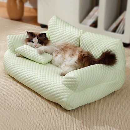 Cool Pet Bed with Breathable Gel Support & Plush Sofa Comfort