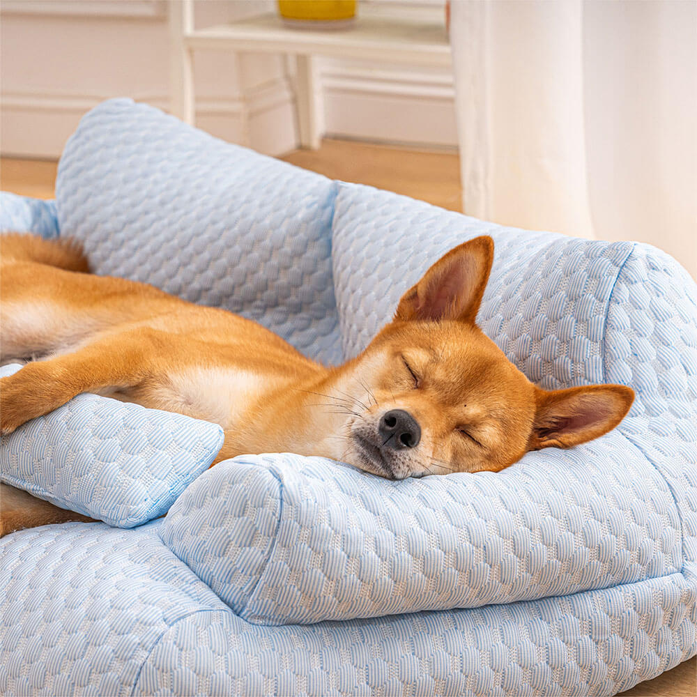Cool Pet Bed with Breathable Gel Support & Plush Sofa Comfort