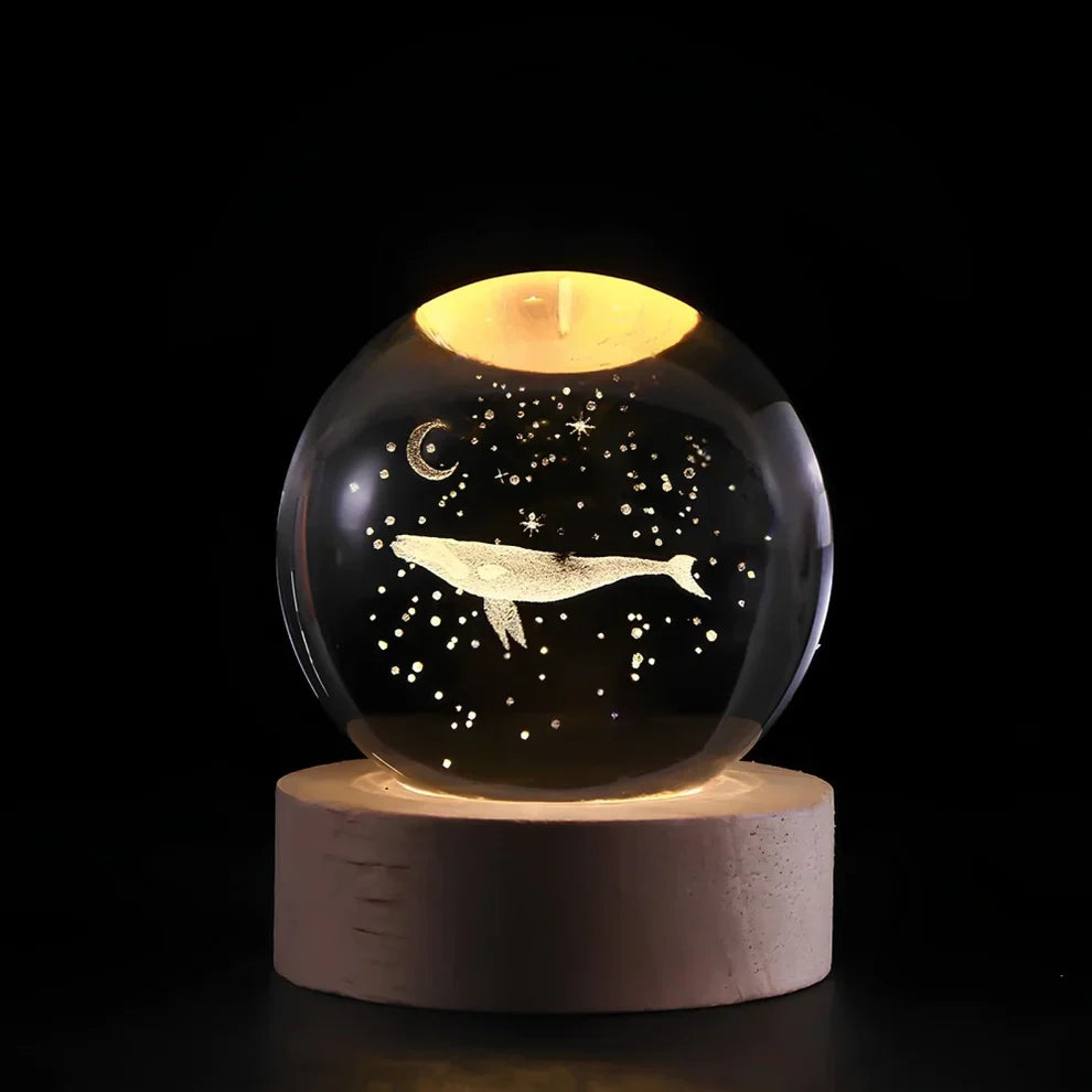 Illuminated Crystal Ball Lamp with 3D Laser Art – Warm White Ambient Light for Relaxation and Elegant Home Decor 19