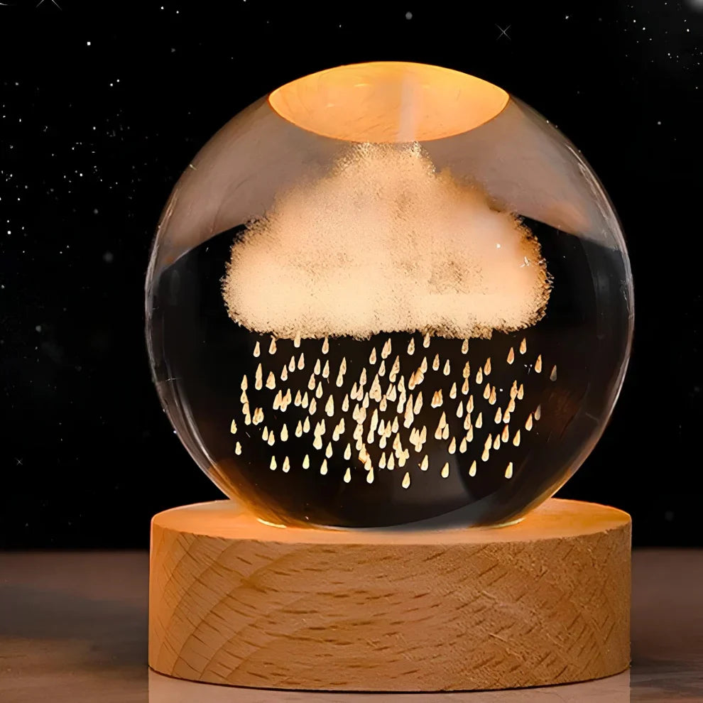 Illuminated Crystal Ball Lamp with 3D Laser Art – Warm White Ambient Light for Relaxation and Elegant Home Decor 22