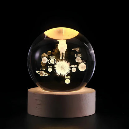 Illuminated Crystal Ball Lamp with 3D Laser Art – Warm White Ambient Light for Relaxation and Elegant Home Decor 5