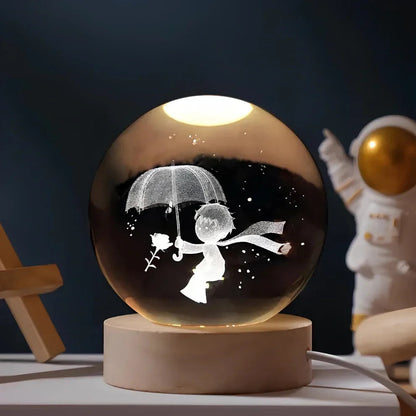 Illuminated Crystal Ball Lamp with 3D Laser Art – Warm White Ambient Light for Relaxation and Elegant Home Decor 9