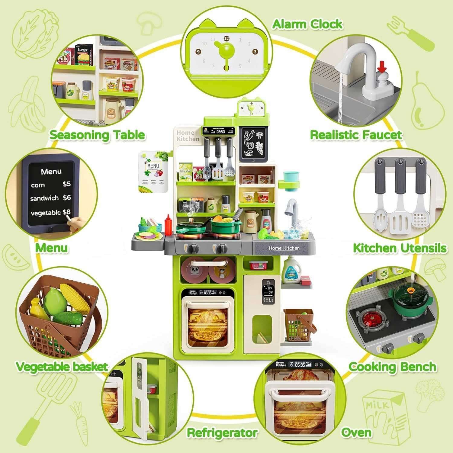 Interactive Kids Kitchen Playset with Realistic Features and Accessories