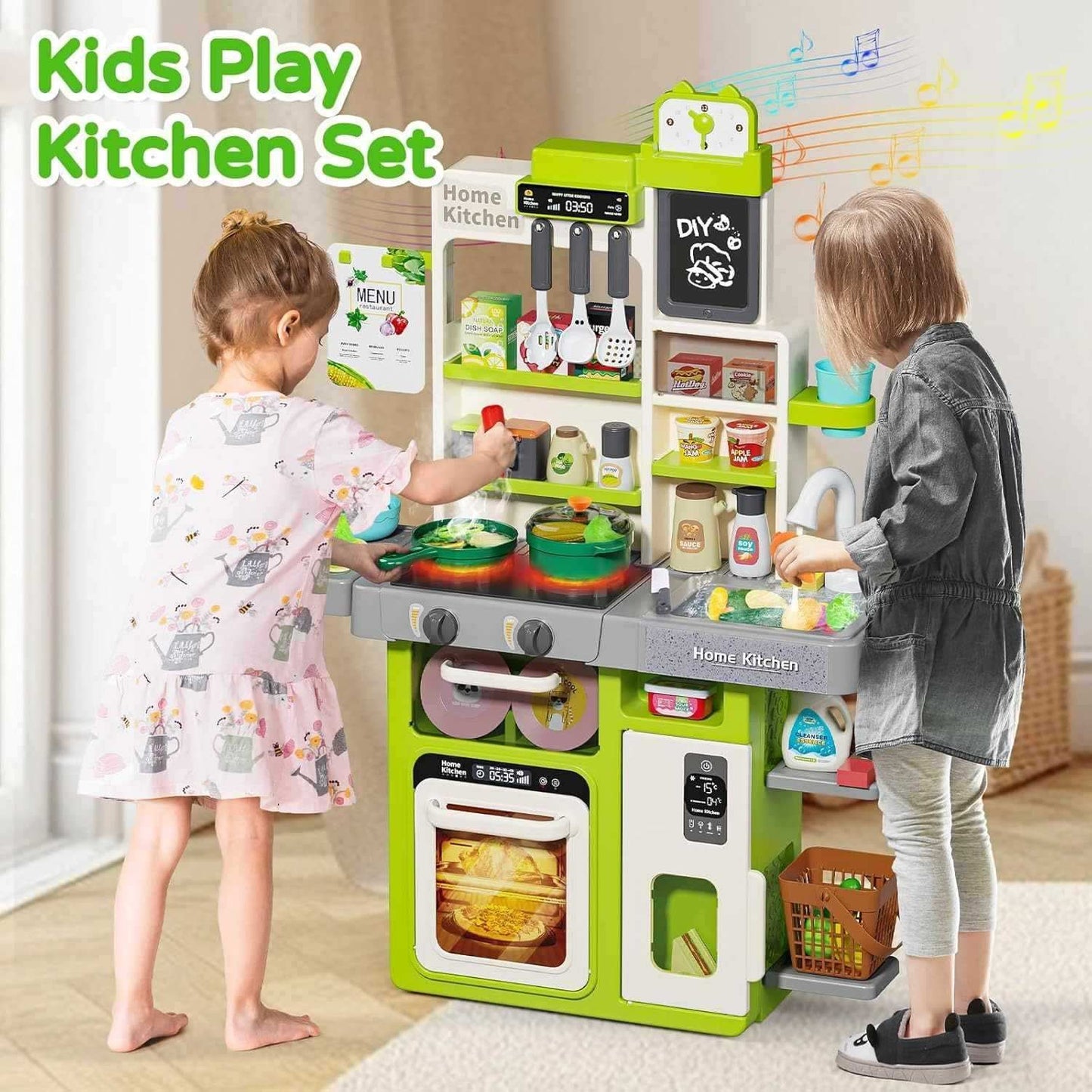 Interactive Kids Kitchen Playset with Realistic Features and Accessories