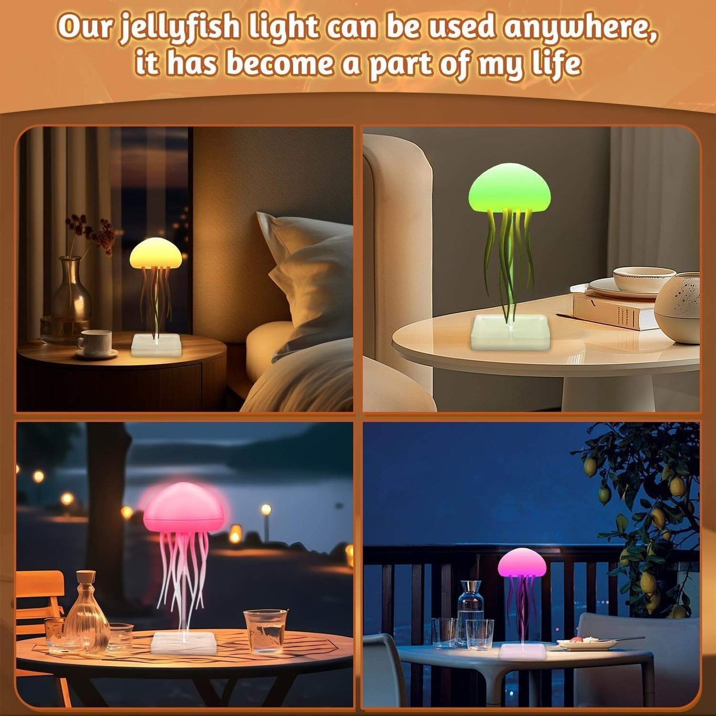 Jellyfish Realistic Night Light Ocean Hanging Lamp Perfect Gift - Color-Changing , Rechargeable, Soothing Ambience