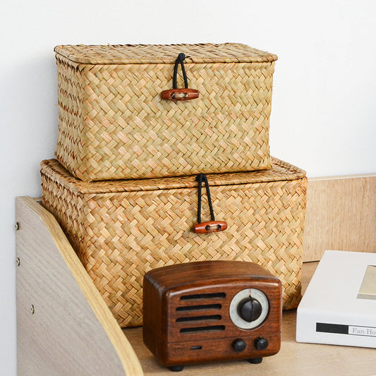 Stylish Wicker Storage Box Rectangular Container - Pexav