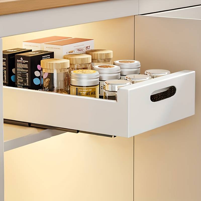 Space Saving Kitchen Shelf Organizer with Sliding Drawers - Pexav