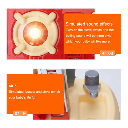 Kitchen Playset Role Playing Game with Light and Sound Water Features Christmas Gift Toys