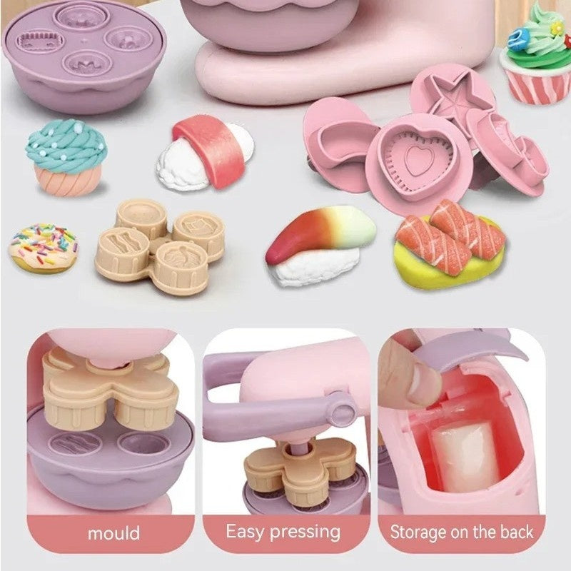 Kitchen Toy Set with Clay Noodle, Ice Cream, Burger Maker – Safe for Ages 3+