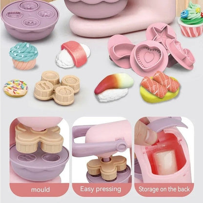 Kitchen Toy Set with Clay Noodle, Ice Cream, Burger Maker – Safe for Ages 3+