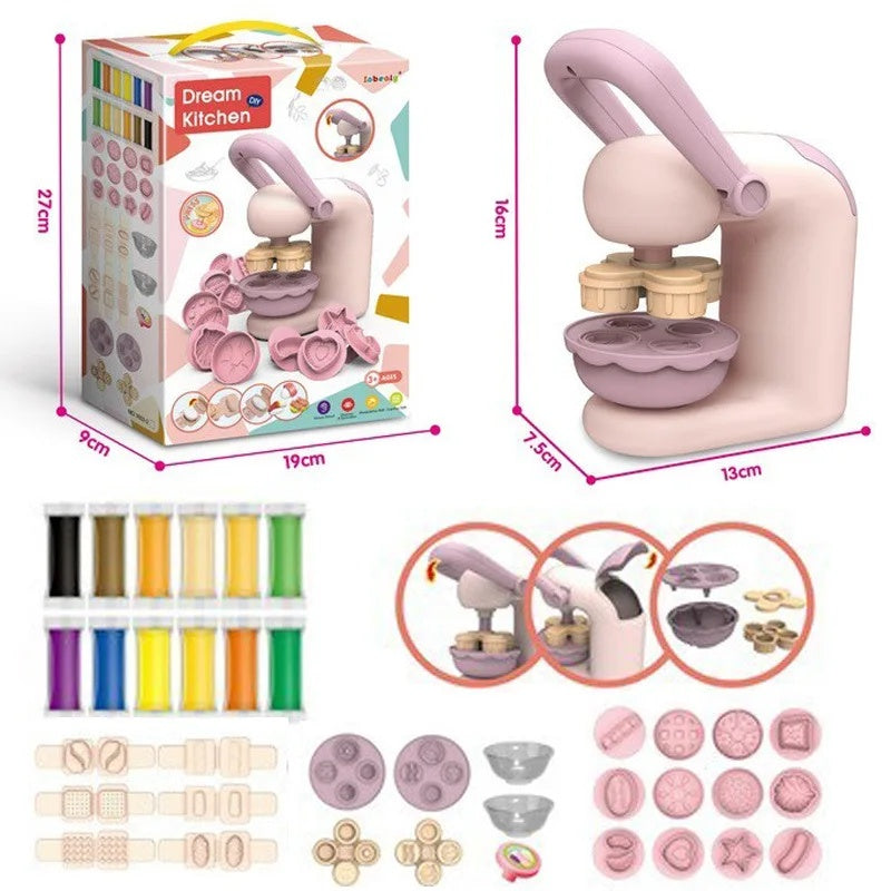 Kitchen Toy Set with Clay Noodle, Ice Cream, Burger Maker – Safe for Ages 3+