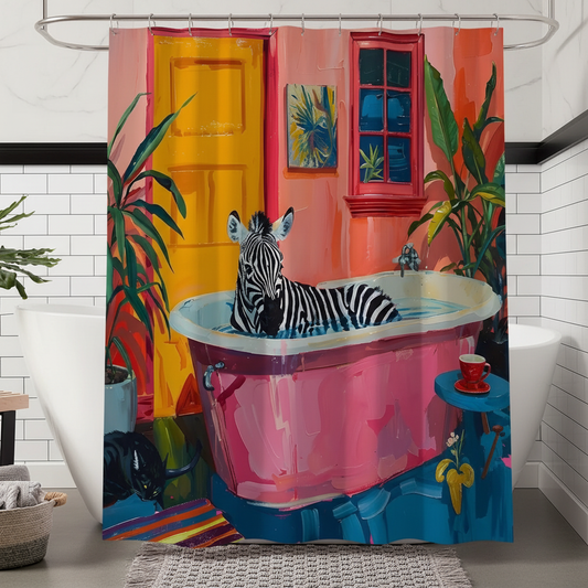 Colorful Zebra Print Shower Curtain - Pexav