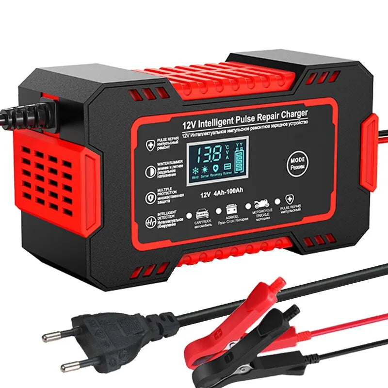 Compact 12V 6A Auto Battery Charger with LCD Screen - Pexav
