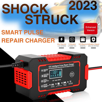 Compact 12V 6A Auto Battery Charger with LCD Screen