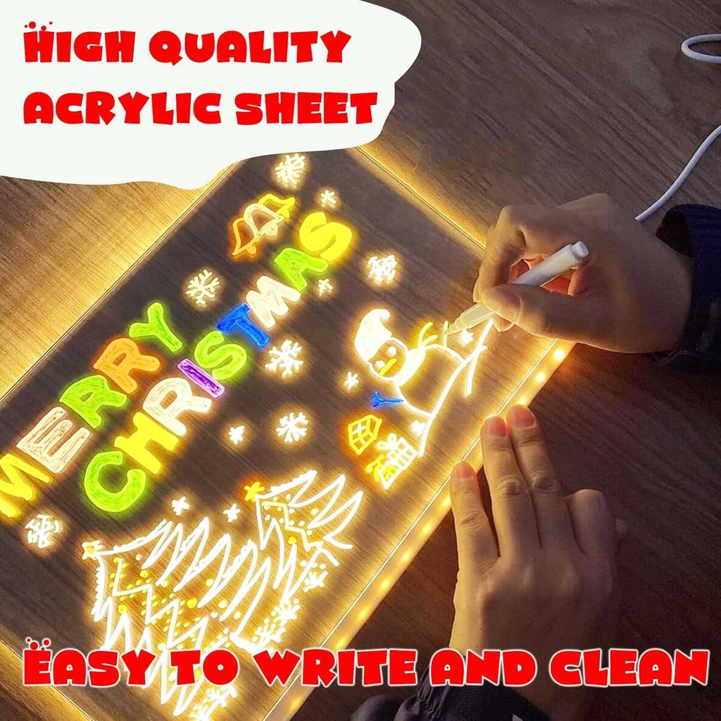 LED Drawing Board for Creative Kids, Glowing Notes, Rewritable, USB Powered, Great Gift Idea