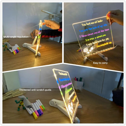 LED Drawing Board for Creative Kids, Glowing Notes, Rewritable, USB Powered, Great Gift Idea