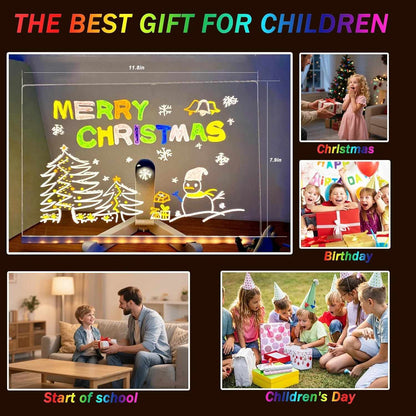 LED Drawing Board for Creative Kids, Glowing Notes, Rewritable, USB Powered, Great Gift Idea