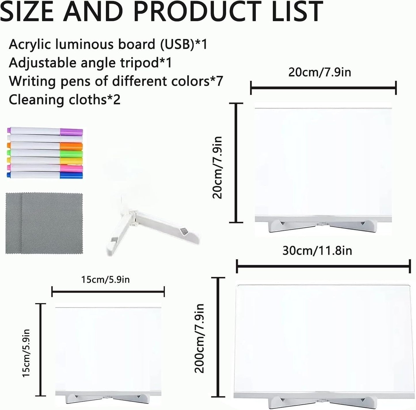 LED Drawing Board for Creative Kids, Glowing Notes, Rewritable, USB Powered, Great Gift Idea