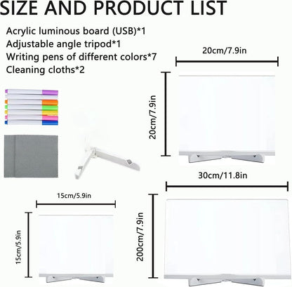 LED Drawing Board for Creative Kids, Glowing Notes, Rewritable, USB Powered, Great Gift Idea