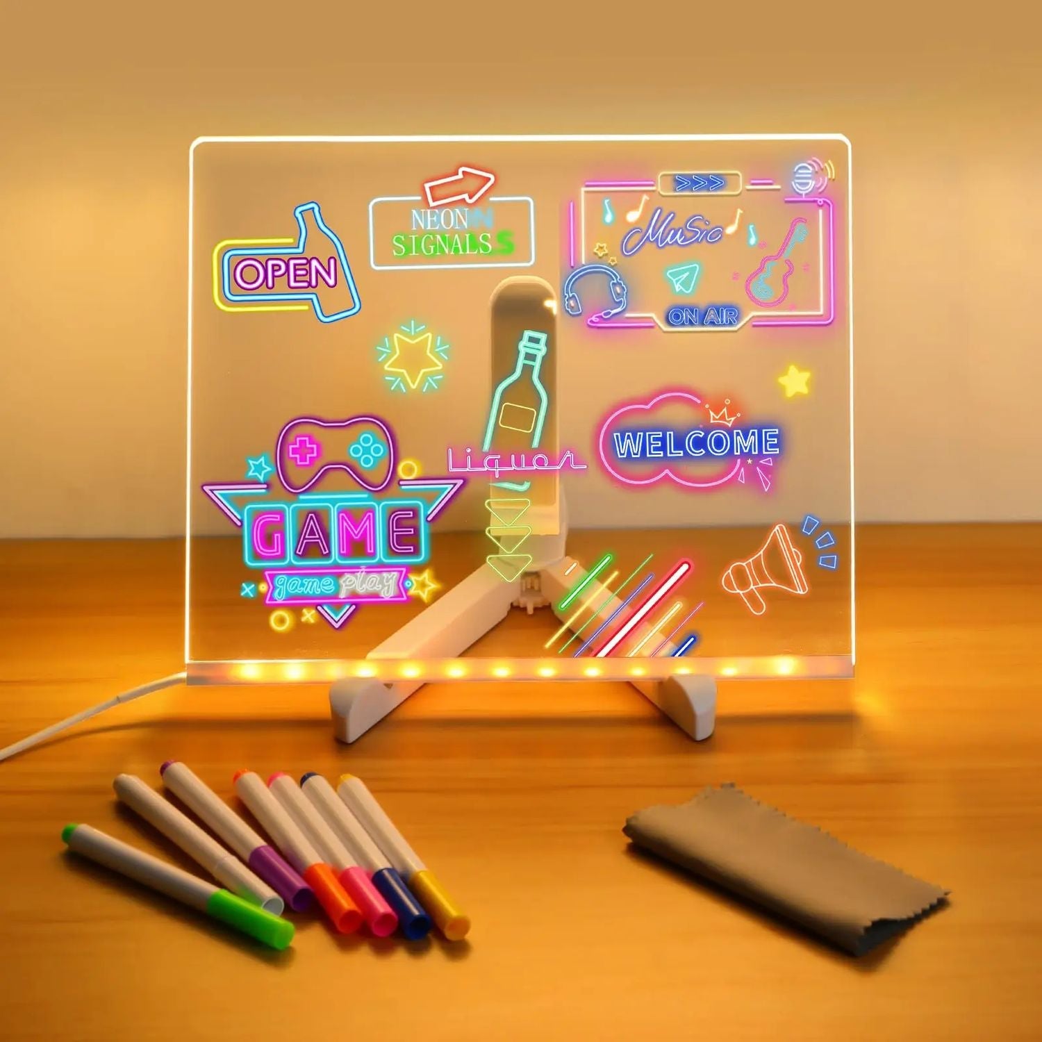 LED Drawing Board for Creative Kids, Glowing Notes, Rewritable, USB Powered, Great Gift Idea