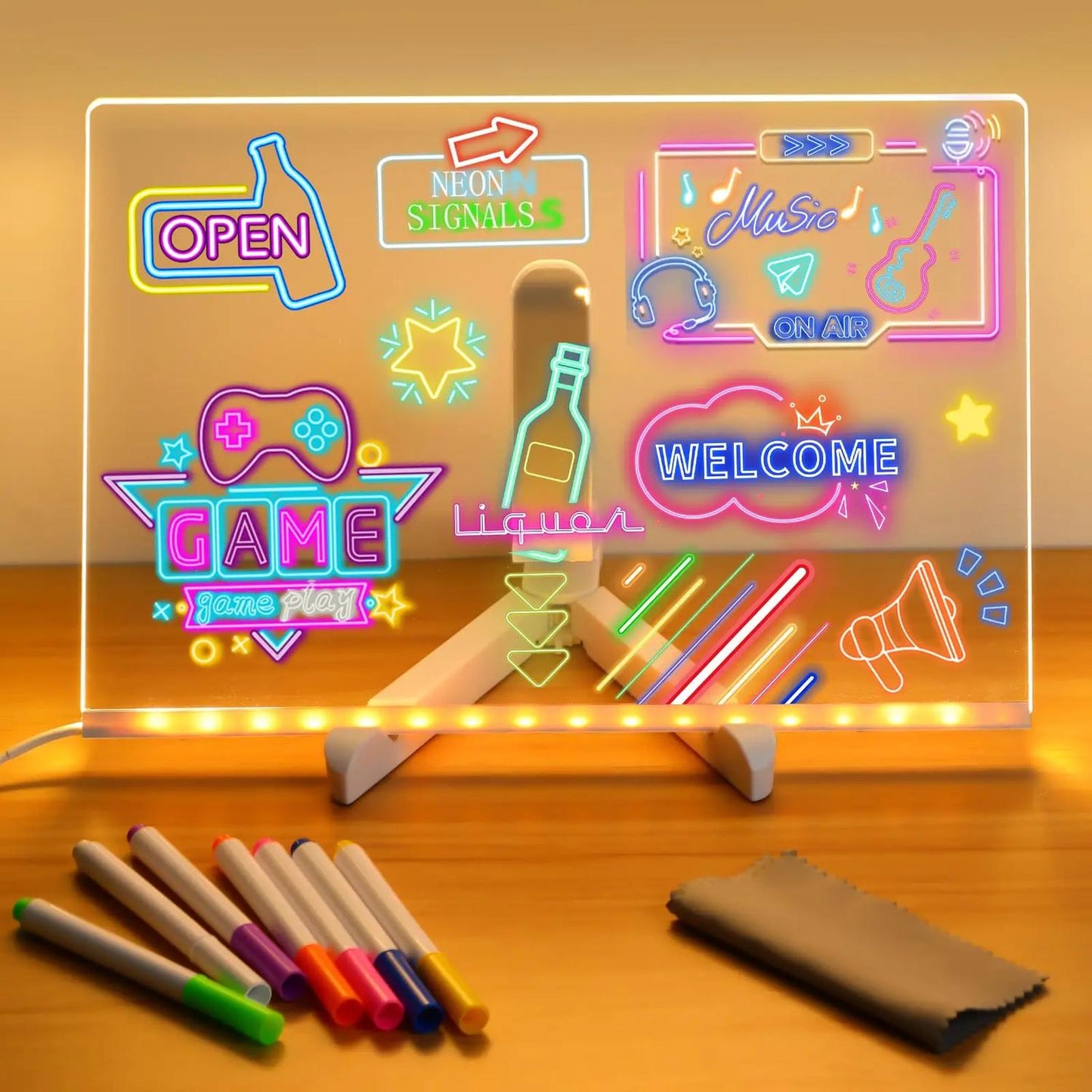 LED Drawing Board for Creative Kids, Glowing Notes, Rewritable, USB Powered, Great Gift Idea