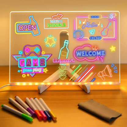 LED Drawing Board for Creative Kids, Glowing Notes, Rewritable, USB Powered, Great Gift Idea
