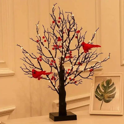 LED Light Tree with Red Cardinals – Cozy Indoor Christmas Decoration with 60 Warm White LED Lights 1