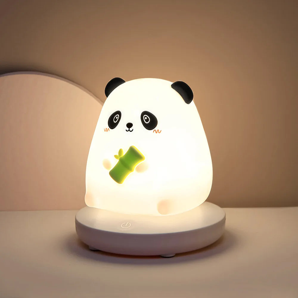 Panda-shaped night light on a neutral background
