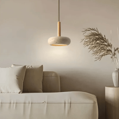 LED Retro Ceiling Light Fixture with Yellow Cave Stone and Wood – Adjustable Cable Length for Living Room or Bedroom 5