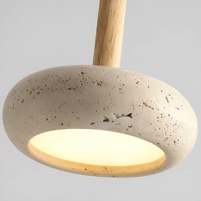 LED Retro Ceiling Light Fixture with Yellow Cave Stone and Wood – Adjustable Cable Length for Living Room or Bedroom 7