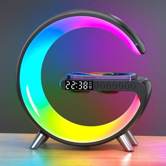 Colorful LED Lamp with Bluetooth Speaker and Wireless Charging - Pexav