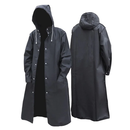 Waterproof Black Men's Rain Jacket with Hood - Pexav