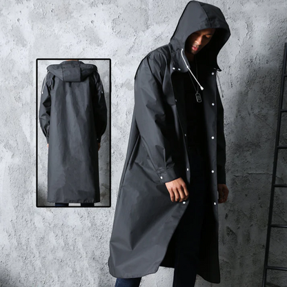 Waterproof Black Men's Rain Jacket with Hood