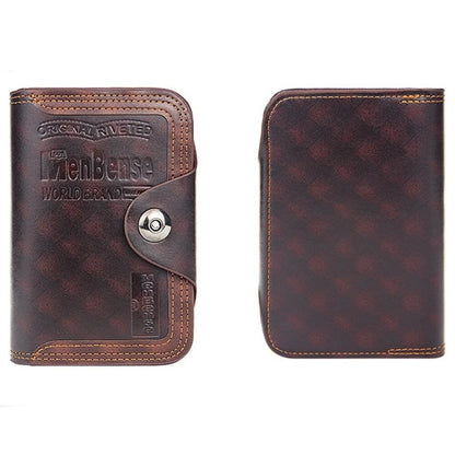 Large-capacity Tri-fold Men’s Wallet in Leather with Multiple Compartments, Snap Button Closure and a Compact, Easy-to-Carry Design