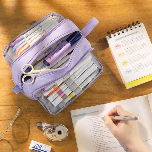 Big Storage Pencil Box - 4 Pocket Pen Holder - Pexav