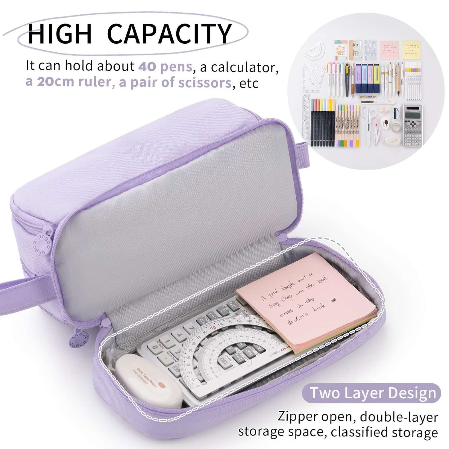 Large Capacity Pencil Case – 4-Compartment Multifunctional Pen & Stationery Organizer