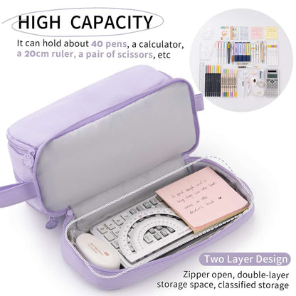Large Capacity Pencil Case – 4-Compartment Multifunctional Pen & Stationery Organizer