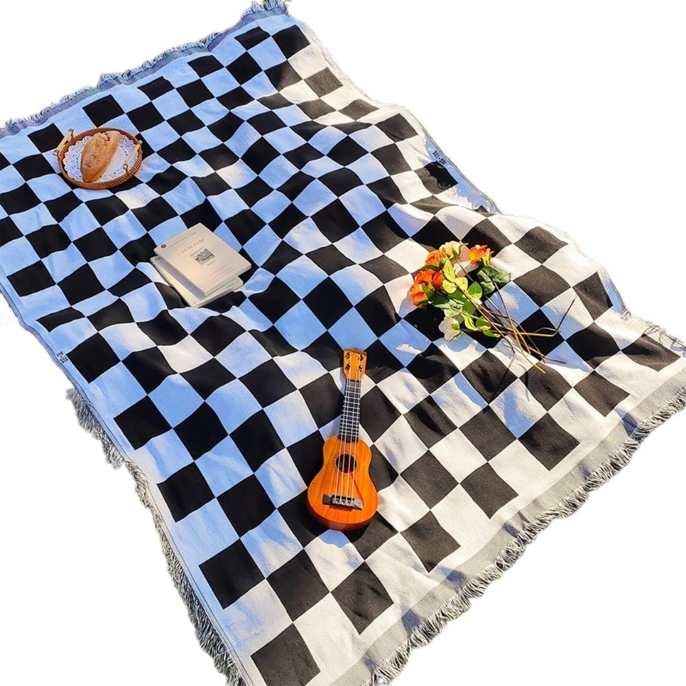 Big Plaid Outdoor Blanket – Cozy Microfiber Picnic Throw - Pexav