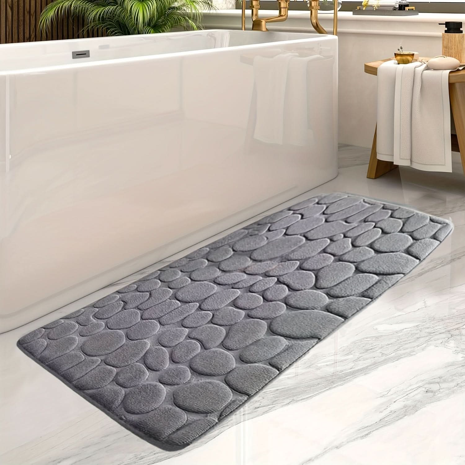 Soft Anti-Slip Bathroom Mat with Classic Stripe Pattern - Pexav