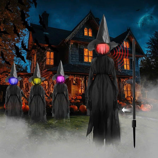 Spooky Halloween Witch Yard Light with Sound Effect - Pexav