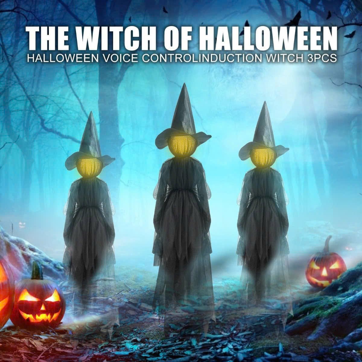 Lighted Halloween Witch Stake – Halloween Witches Decor with Sound, Safe Material and Easy Installation & Use