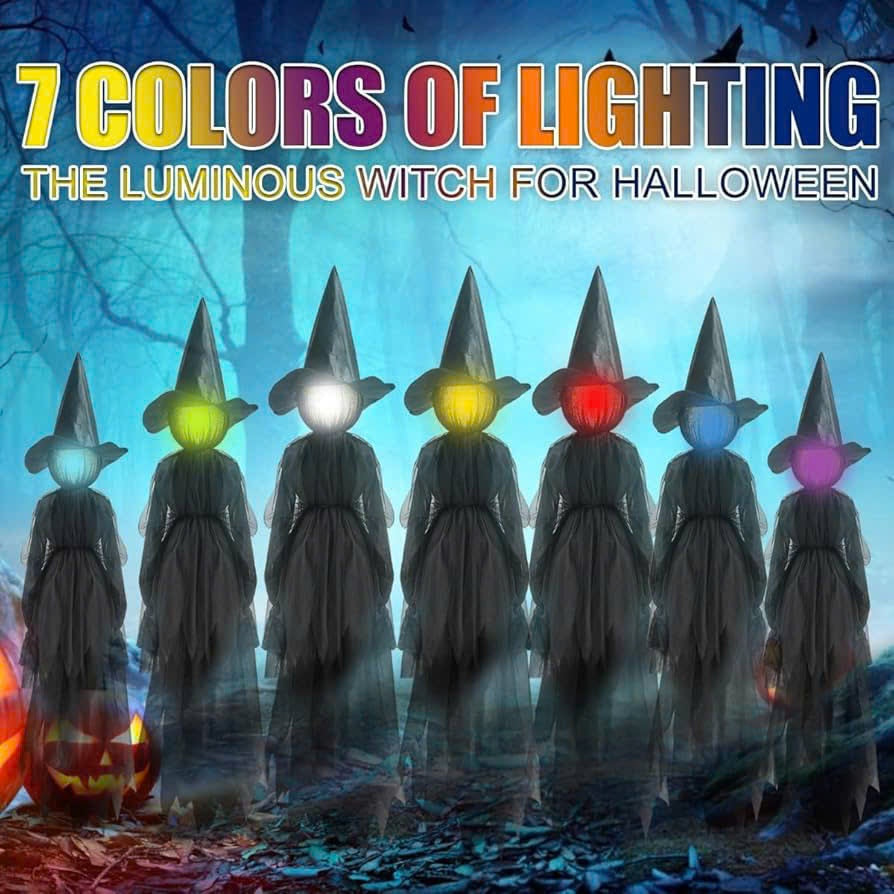 Lighted Halloween Witch Stake – Halloween Witches Decor with Sound, Safe Material and Easy Installation & Use