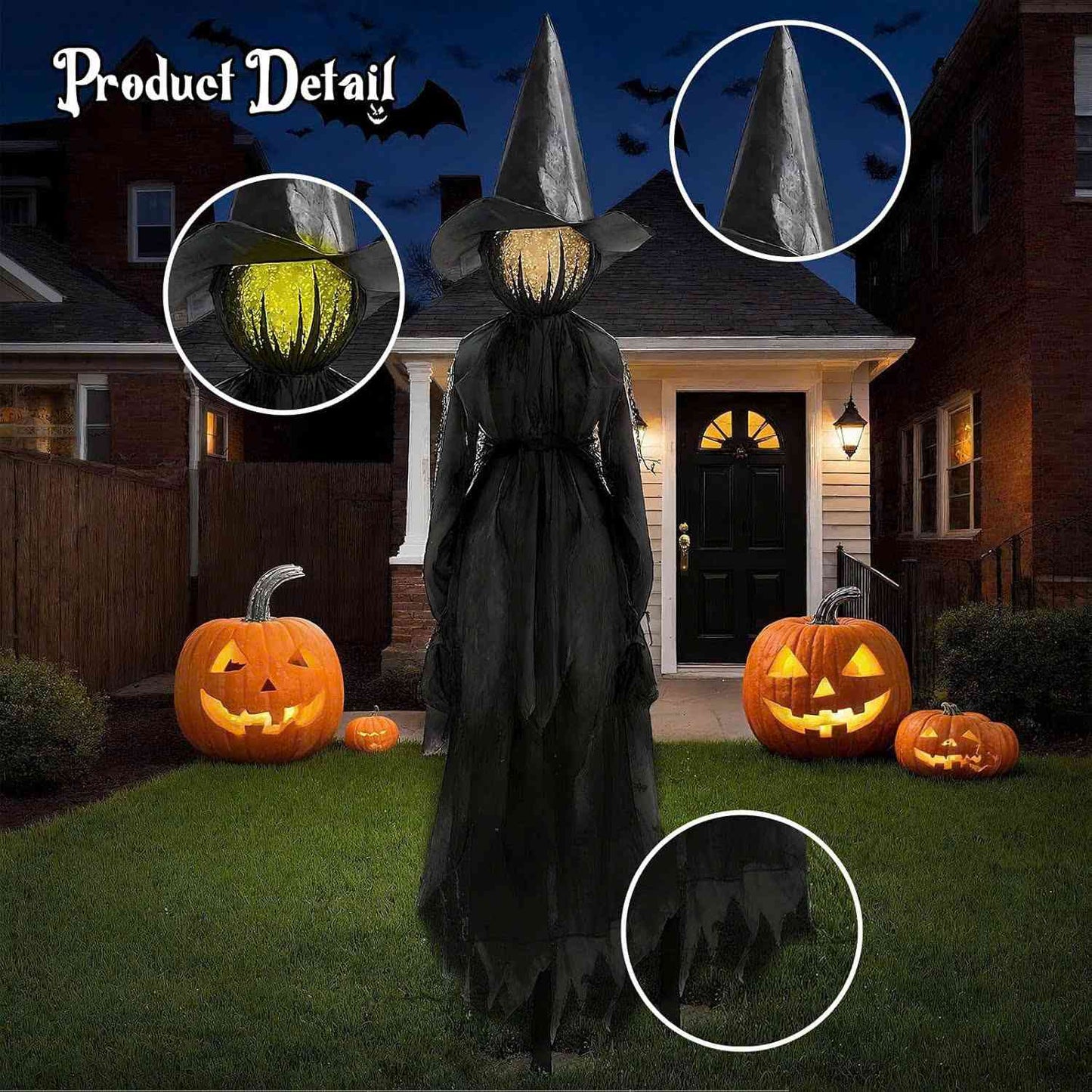Lighted Halloween Witch Stake – Halloween Witches Decor with Sound, Safe Material and Easy Installation & Use