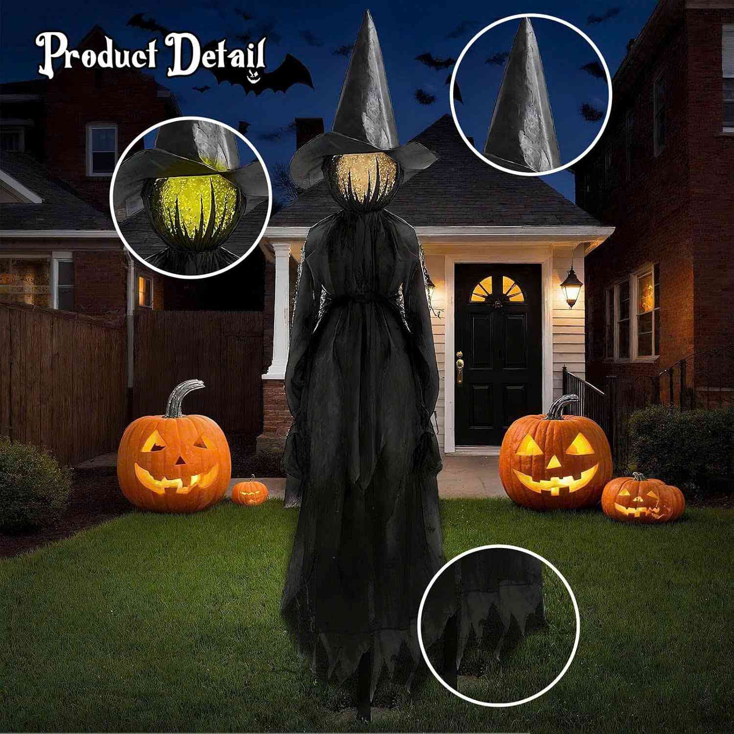 Lighted Halloween Witch Stake – Halloween Witches Decor with Sound, Safe Material and Easy Installation & Use