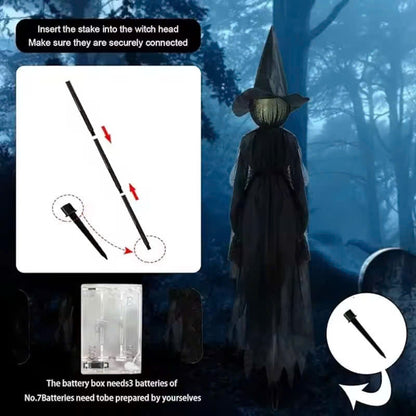 Lighted Halloween Witch Stake – Halloween Witches Decor with Sound, Safe Material and Easy Installation & Use